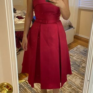 Xscape Womens Red/ berry Off-The-Shoulder Formal PROM Dress satin